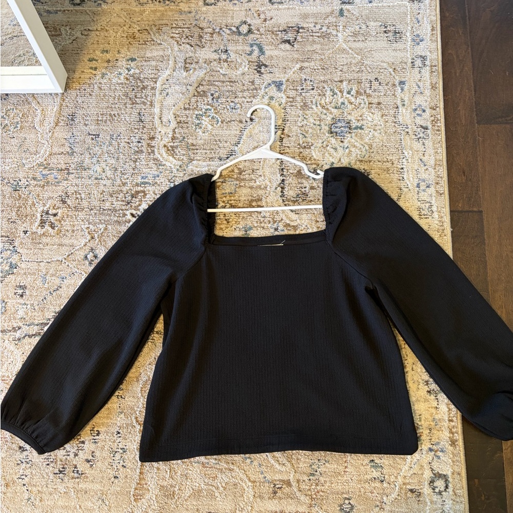 Madewell Black Square Neck Blouse